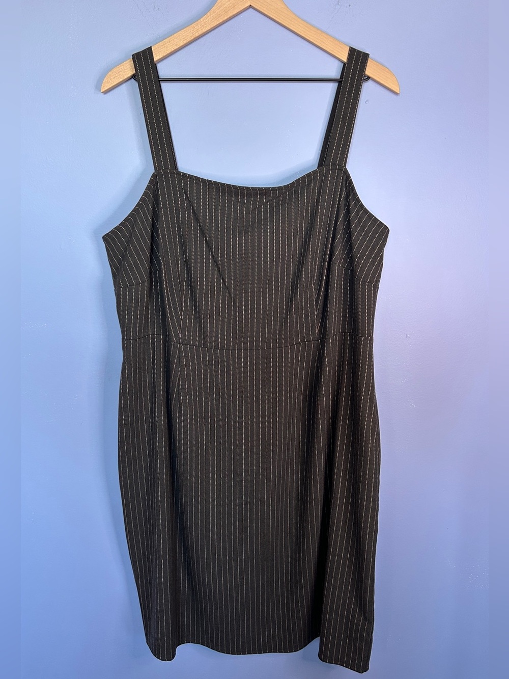 Gray and White Pinstripe Dress